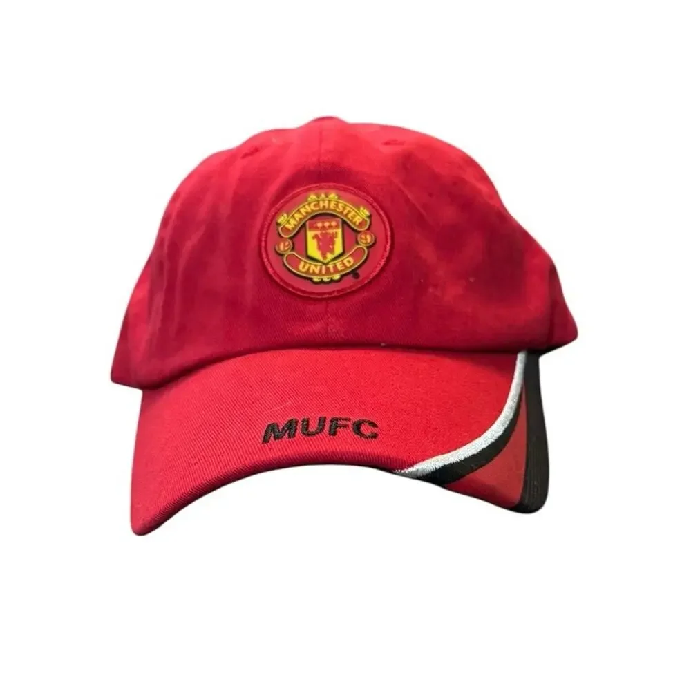 Manchester United Football Club Soccer Adjustable Sports Hat Cap Red Logo